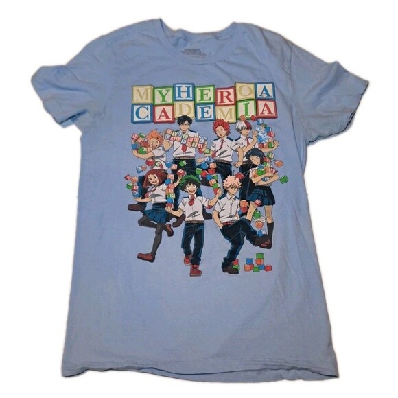 My Hero Academia Funimation Mens Small Blue Graphic T-Shirt 100% Cotton Tee - Picture 2 of 6